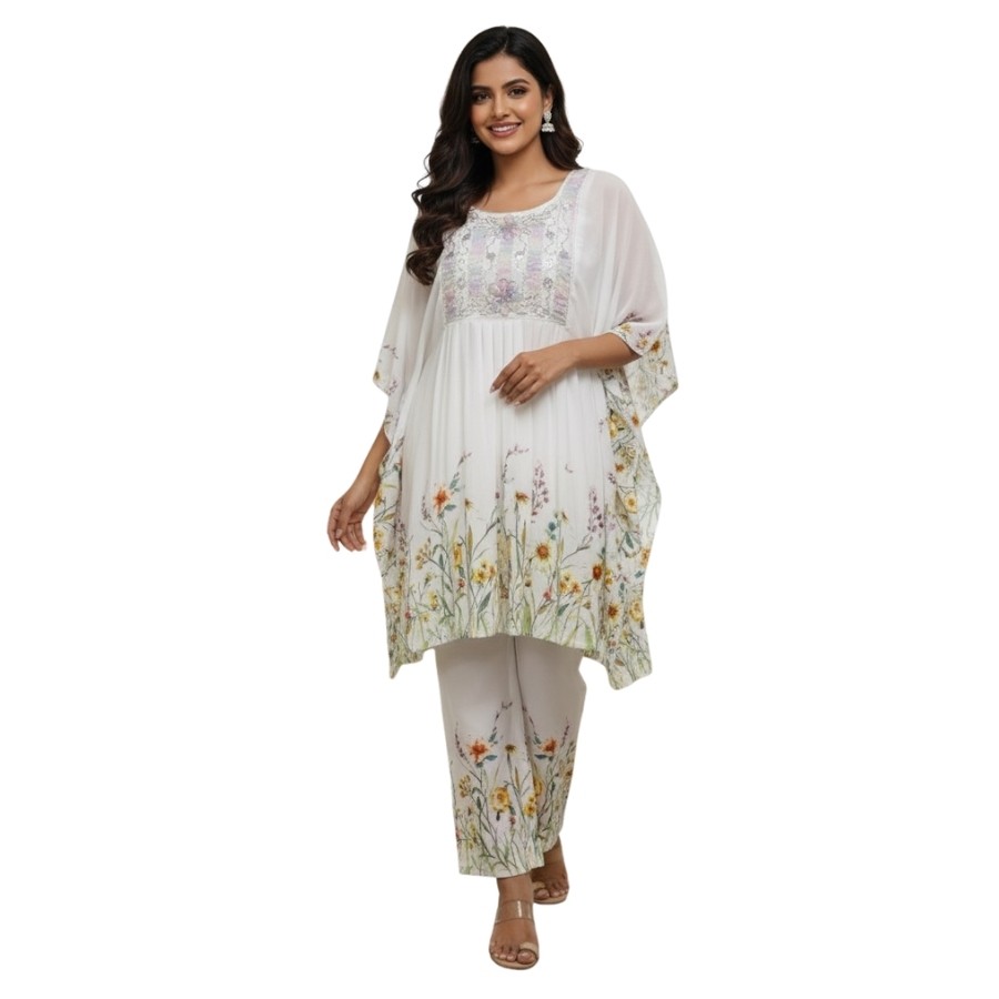 Elegant Floral Kurti Set – Curian Fancy Cotton